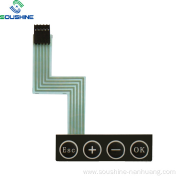 4 button silver printed circuit membrane keypad